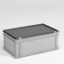 E-line plastic bin with lid 600 x 400mm available in different heights