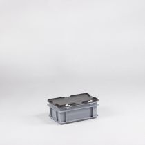 E-line euronorm plastic bin with lid 300x200x133mm gray and stackable
